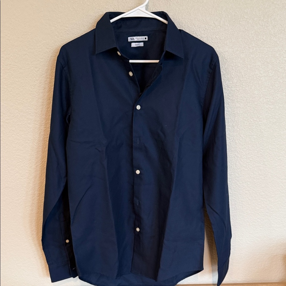 Zara Dark Blue Casual Men's Shirt